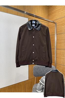 ディオール 刺繍カラーブロックレザーカラーコート