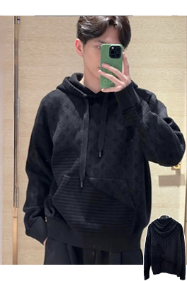 ルイヴィトン 全面プリントのドローストリングパーカー