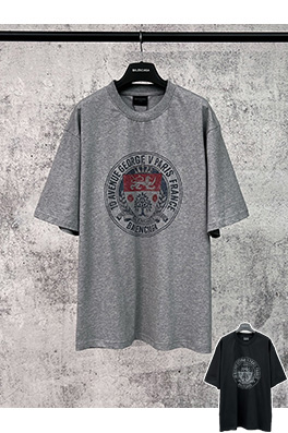 バレンシアガコピー レトロバッジアイコンダイレクトプリント半袖Tシャツ