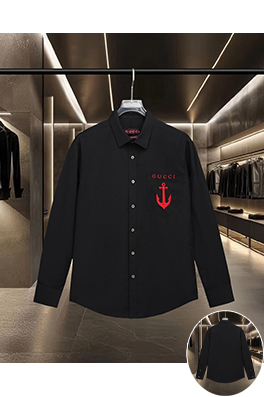 グッチ Gucci 胸元にア​​ンカーロゴの刺繍がされたクラシックな長袖シャツ