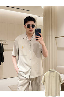 ルイヴィトン レザーロゴ半袖シャツ