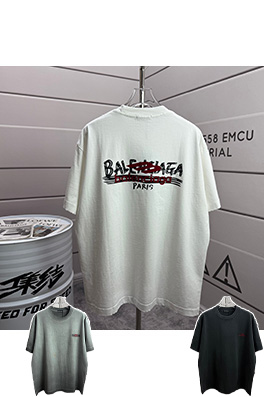バレンシアガ Balenciaga フロックシリコンプリントウォッシュダメージクルーネック半袖Tシャツ