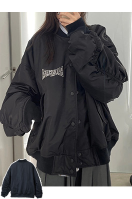 バレンシアガ BALENCIAGA くり抜きロゴ刺繍入りベースボールフライトジャケット