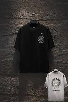 クロムハーツ 耐久性のある裏地カラーコーティングフロックシリコン半袖Tシャツ