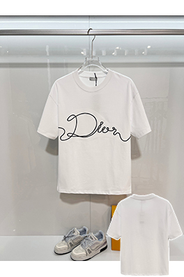ディオールコピー クラシックCDシグネチャー刺繍ロゴクルーネック半袖Tシャツ