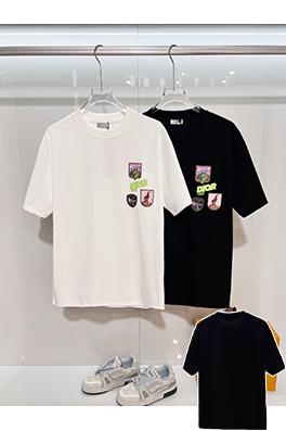 ディオールコピー 緑の1947バッジCDの刺繍ロゴ入り半袖Tシャツ