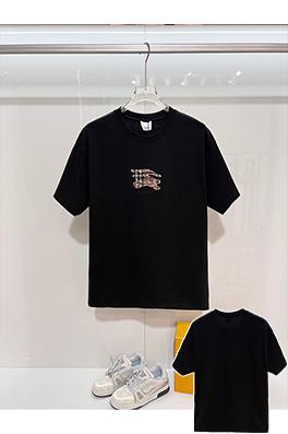 バーバリーコピー クラシックな刺繍のチェック柄軍馬ロゴクルーネック半袖Tシャツ