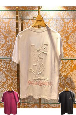 サンローラン Saint Laurent 新モデル刺繍アップリケ 半袖Tシャツ