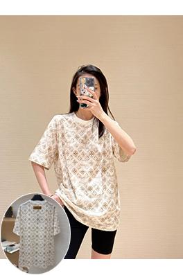 ルイヴィトン オールオーバーロゴクルーネック半袖Tシャツ