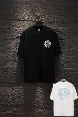 クロムハーツスーパーコピー 重工業カスタムアップリケ中空の刺繍半袖Tシャツ