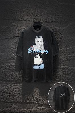 バレンシアガ Balenciaga 白インクダイレクトスプレーホットドリルラインストーン半袖Tシャツ