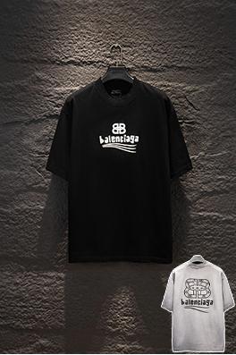 バレンシアガ Balenciaga クラシックなリバースカラースタンプダメージホロー刺繍半袖Tシャツ