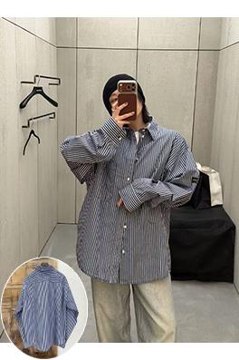 バレンシアガコピー Balenciaga アームバンド付きストライプ長袖シャツ