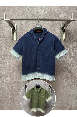 グッチ ブランドのダブルGロゴが入ったジャカードカラーのフルカバー半袖シャツ