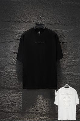 クロムハーツ ヘビーデューティーなダメージ中空の刺繍ハードウェア半袖Tシャツ