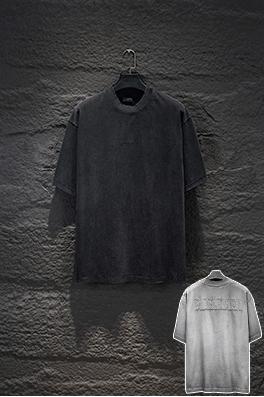 バレンシアガ Balenciaga ヘビーデューティーなリバースボトムのパッチワーク刺繍半袖Tシャツ