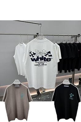 オフホワイト Off-White 新作フロックラインストーンクルーネック半袖Tシャツ