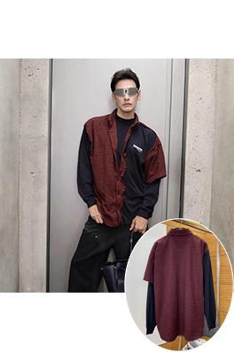 バレンシアガ BALENCIAGA 刺繍入りチェック柄襟付き長袖シャツ