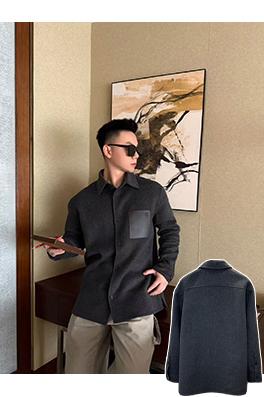 ロエベコピー レザートリムのラペルコート