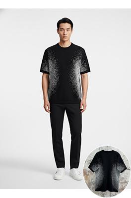 ルイヴィトン 早春コレクション グラデーションブラックニット半袖Tシャツ
