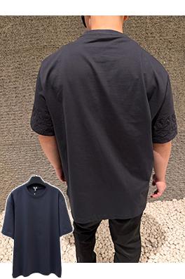 ロエベコピー 無地レーザーエッチング柄クルーネック半袖Tシャツ