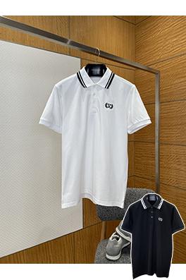 ヴァレンティノ カラーブロックのストライプ柄の襟付き刺繍入りの半袖ポロシャツ