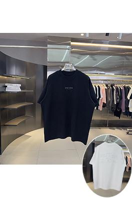 プラダ PRADAトライアングルロゴハンドカット中空の刺繍シリーズ半袖Tシャツ