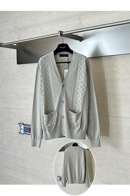 ルイヴィトン Monogram 透かし彫りジャカードパッチワークニットカーディガン