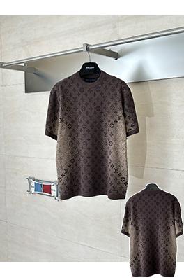 ルイヴィトン グラデーションモノグラムジャカードクルーネックニット半袖Tシャツ