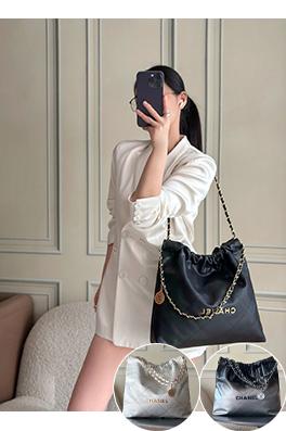 シャネル レディースワックスレザーチェーン巾着ショッピングバッグ