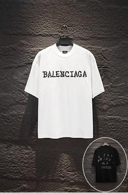 バレンシアガブランドコピー Balenciaga ヘクラシックなヘビーデューティープリントアップリケ刺繍半袖Tシャツ