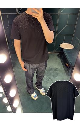 グッチブランドスーパーコピー ラインストーン半袖Tシャツ