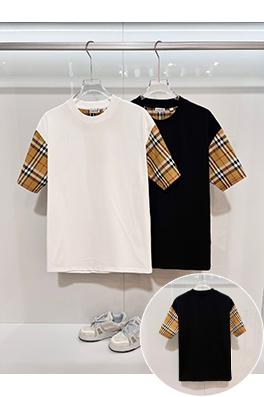バーバリースーパーコピー クラシックなパッチワークの内側にチェック柄の袖ロゴ入りの半袖Tシャツ