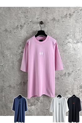 バレンシアガコピー Balenciaga ダブルB 小麦のロゴ刺繍半袖Tシャツ