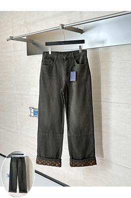 ルイヴィトンブランドスーパーコピー Monogram クラシックなワックスのカフス付きオールオーバープリントキャンバスジーンズ