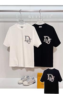 ディオール DIOR フロントとバックにハチのカラーブロック刺繍レターロゴがされた半袖Tシャツ