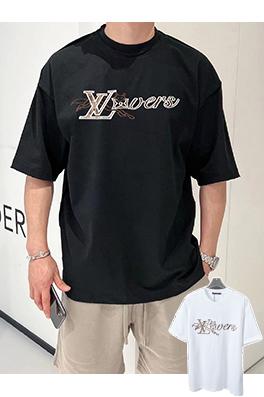ルイヴィトンスーパーコピー 新作の LV ロゴ刺繍半袖Tシャツ