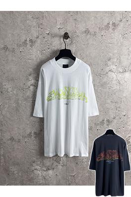 バレンシアガ Balenciaga 炎のグラフィティロゴ半袖Tシャツ