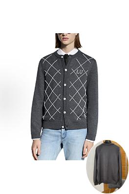ルイヴィトン パール装飾付きキルティングニットカーディガン
