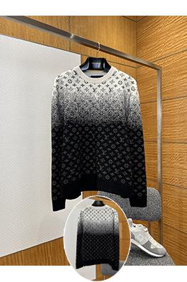 ルイヴィトンスーパーコピー グラデーション花柄のラウンドネックニットセーター