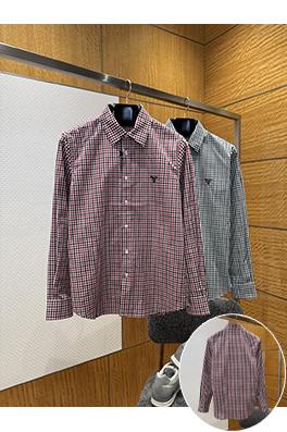 プラダ レトロなチェック柄の長袖シャツ
