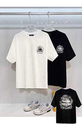 バレンシアガ BALENCIAGA 麦穂のクラシックなスケッチと刺繍ロゴの半袖Tシャツ