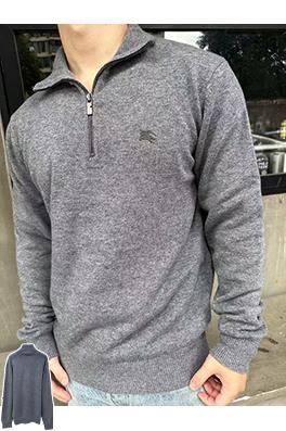 バーバリー 刺繍入りハーフジップタートルネックセーター