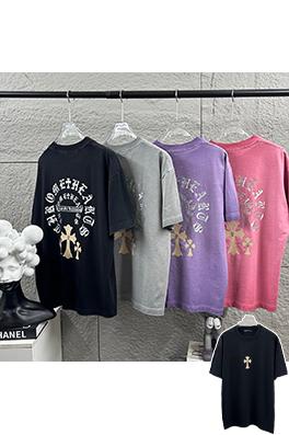 クロムハーツ 新作ヘビーデューティーなダメーヴィンテージ風パッチワーク刺繍の厚シリコン半袖Tシャツ