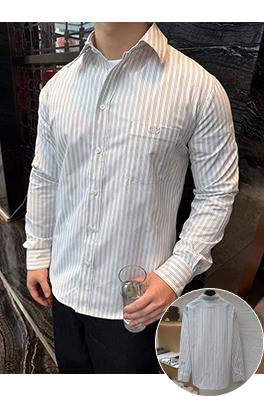 セリーヌ ポケット付きストライプシャツ