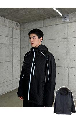 グッチブランドスーパーコピー モノグラム柄のカラーブロックジップアップフード付きジャケット