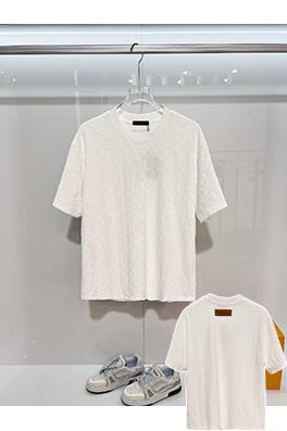 ルイヴィトンブランドスーパーコピー クラシックな全面モノグラムクローバーロゴジャカード半袖Tシャツ