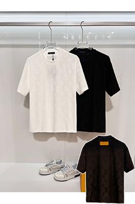 ルイヴィトン クラシックな全面モノグラムクローバーロゴジャカード半袖Tシャツ