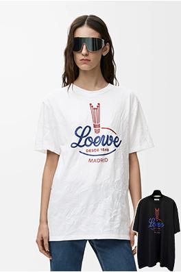 ロエベコピー 春のファッションショーラウンドネック半袖Tシャツ