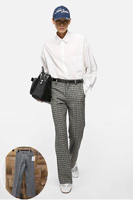 アクネストゥディオズ ウールのチェック柄ズボン